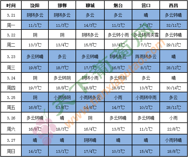 天氣預報表