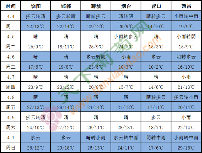 天氣預報表